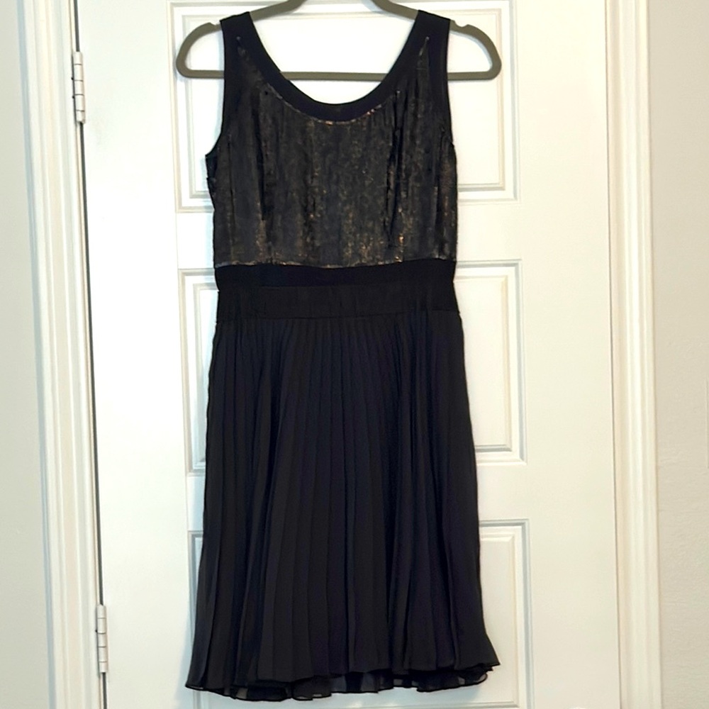 Proenza Schouler Black Matte Sequin Pleated Sheath Dress